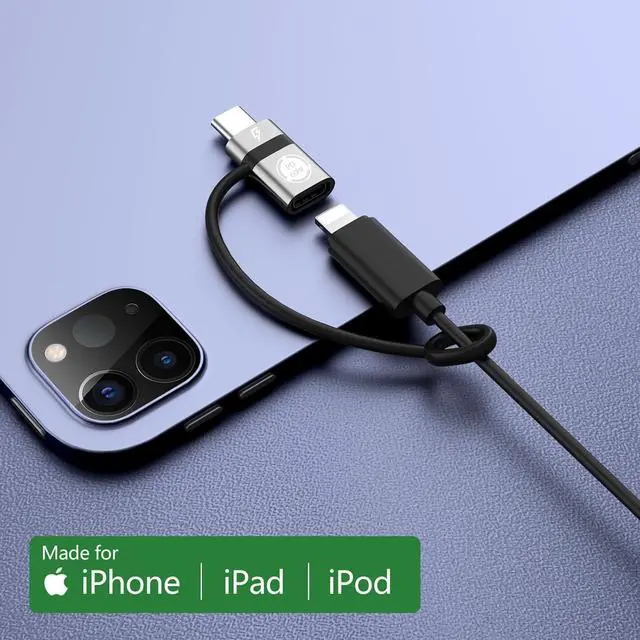 Alt view image 4 of 7 - USB C to Li-gh-tning Adapter PD60W Fast Charging and Data USB C Plug to i-O-S Female Adapter Compatible with Phone 15/15 Plus/15 Pro Max Does not Support Headphone and OTG Functions Gray