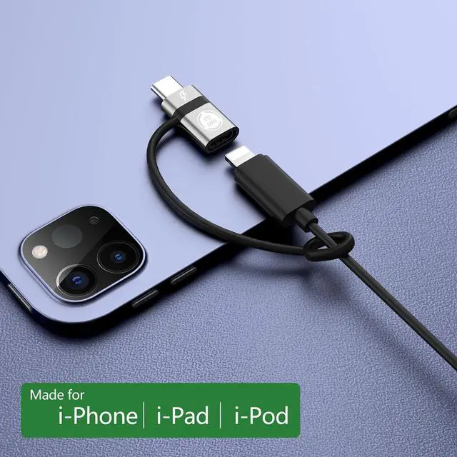 Alt view image 6 of 7 - USB C to Li-gh-tning Adapter PD60W Fast Charging and Data USB C Plug to i-O-S Female Adapter Compatible with Phone 15/15 Plus/15 Pro Max Does not Support Headphone and OTG Functions Gray