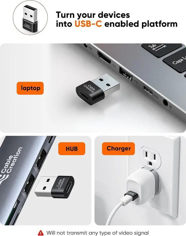 Alt view image 2 of 7 - USB to USB C Adapter USB C Female to USB Male OTG Type C Car Charger Converter Compatible with iPhone 16 15 Samsung Galaxy S24 iPad Apple Watch Airpods CarPlay