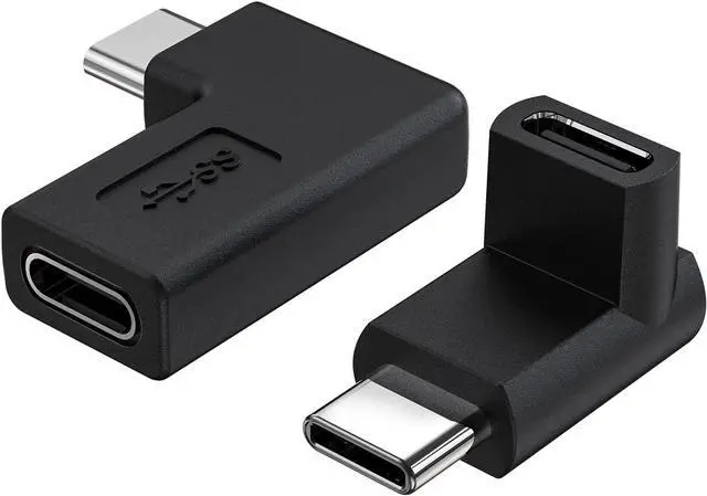 Main image of Right Angle USB C Adapter USB C 90 Degree Adapter Type C Male to Female Adapter (2-Pack) Right & Left Angled 90 Degree Extension Adapter Compatible with MacBook Pro Air Laptop Mobile Phone