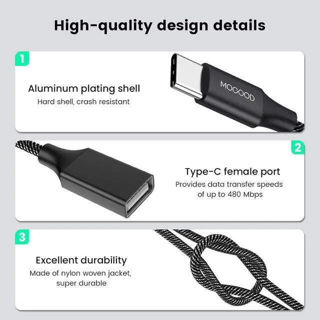 Alt view image 6 of 6 - USB C to Dual USB Female Adapter Type C to Dual USB Splitter USB c to Double USB 2.0 Adapter Double USB 2.0 OTG Splitter Cord Converter for MacBook Pro Google Pixel Galaxy S9 / S8 / Note 8