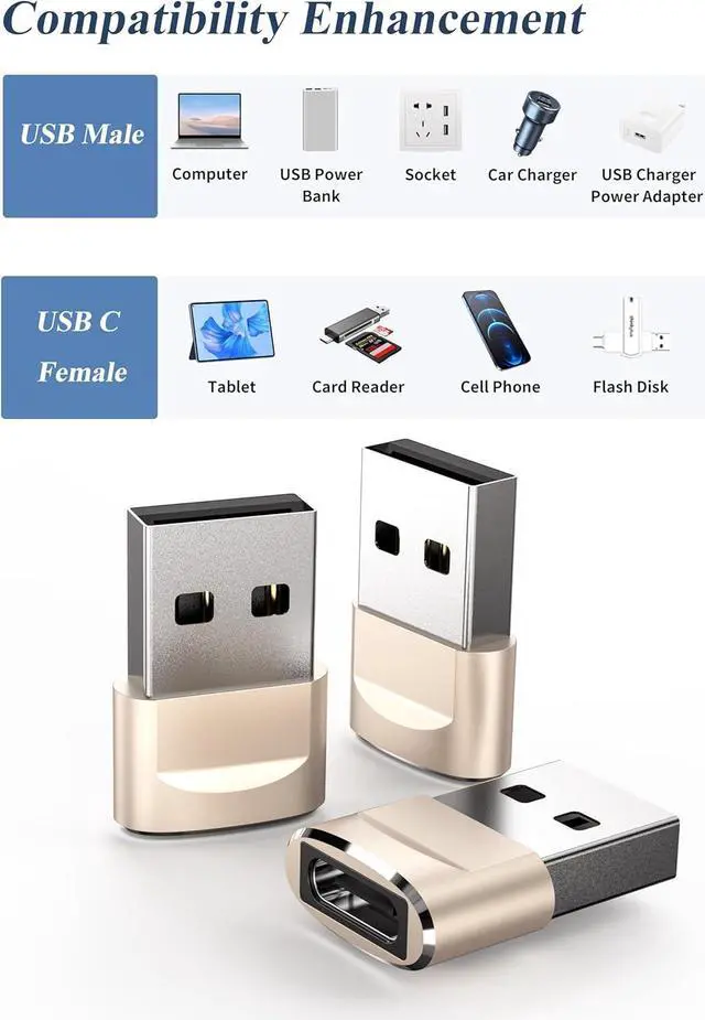 Alt view image 7 of 7 - USB to USB C Adapter 4 Pack USB C Female to A Male Charger Type C Converter for Apple Watch Ultra iWatch 7 8 SE iPhone 14 13 12 15 Pro Plus Max Mini AirPods iPad Air Samsung Galaxy S23 S22