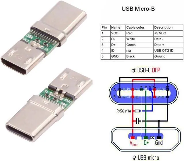 Alt view image 4 of 7 - 5 Pack Micro USB OTG Adapter Micro USB Female to USB C Male Mini Size Connector Adapter