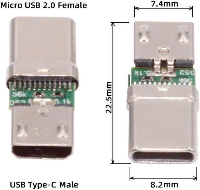 Alt view image 5 of 7 - 5 Pack Micro USB OTG Adapter Micro USB Female to USB C Male Mini Size Connector Adapter