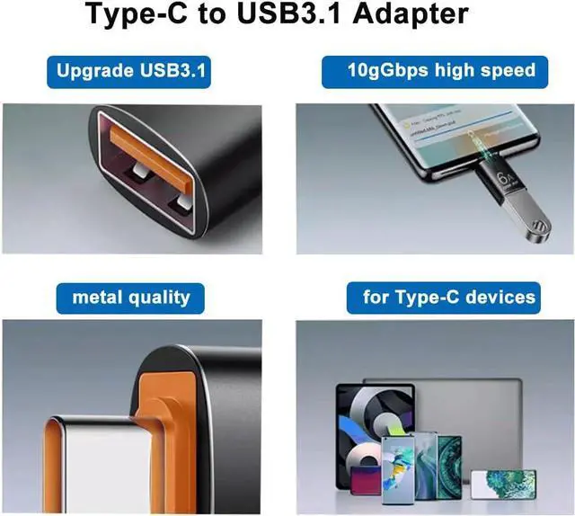 Alt view image 3 of 7 - USB C to USB Adapter (3 Pack) USB C Adapter Type C to USB 3.1 OTG Adapter for Smartphones Laptops Tablets Compatible with MacBook Pro  Galaxy S20 S21 S22 and More Type C Devices