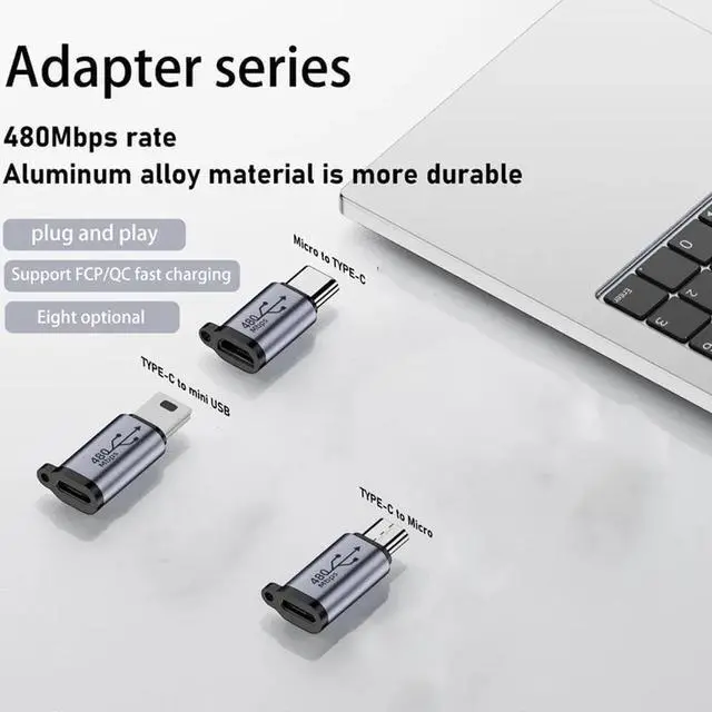 Alt view image 5 of 7 - Black Micro USB/Lighting to USB C Extender Aluminum Alloy Mini Type C USB Adapter USB 3.0 USB-C OTG Data Transfer Converter for Camera Phone Tablet Notebook Disk Cell Phone OTG Adapters