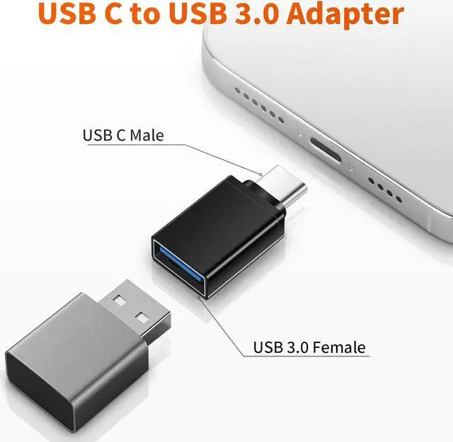 Alt view image 3 of 7 - USB C to USB Adapter 5 Pack USB to USB C 3.0 OTG Adapter USB C to USB A Converter for iPhone 16 15 Pro Max Plus MacBook Pro Air Microsoft Surface iPad Galaxy S24 S23 S22-Black
