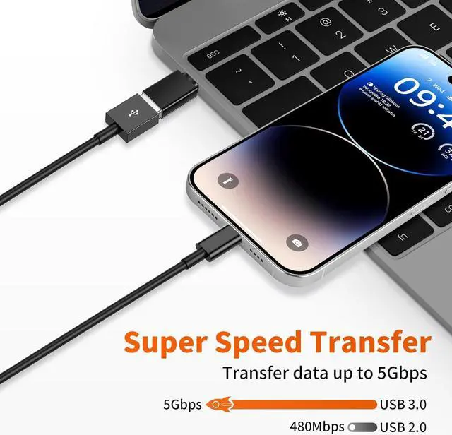 Alt view image 4 of 7 - USB C to USB Adapter 5 Pack USB to USB C 3.0 OTG Adapter USB C to USB A Converter for iPhone 16 15 Pro Max Plus MacBook Pro Air Microsoft Surface iPad Galaxy S24 S23 S22-Black