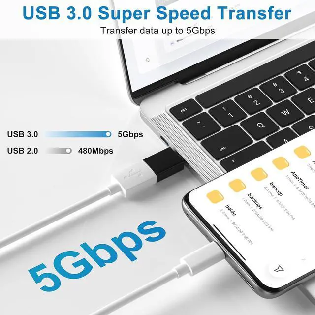 Alt view image 2 of 7 - USB C to USB 3.0 OTG Adapter for iPhone 16 15 Pro Max 2-Pack USB C Male Extender 10mm Connectors for MacBook Air Samsung S24 Ultra S23 S22 A54 Pixel 9 8 7 OnePlus 12 Type-C Tablet Laptop Android