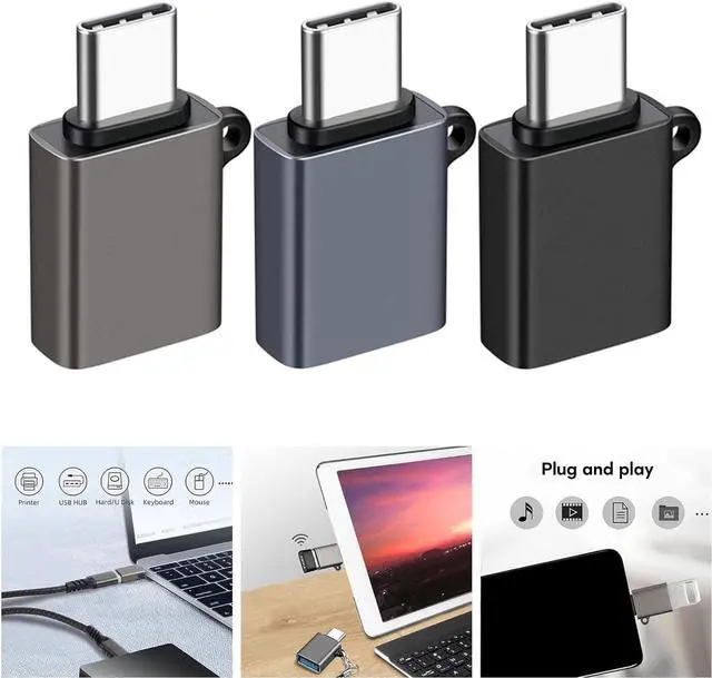 Alt view image 7 of 7 - Black USB Male to USB C Female Adapter USB 3.2 to Type C OTG Adapter 10Gbps Super Speed Data Sync Fast Charging Connector Male to Cell Phones and AccessoriesUSB 3.2 Female Adapter Cables and Ada