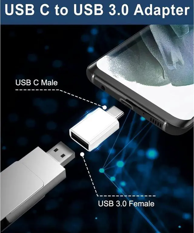 Alt view image 6 of 7 - USB C to USB 3.0 Adapter Aluminum Alloy USB Type-C Male to USB Female Converter fit for Cell Phone OTG Adapters Cables and Adapters (Gold)