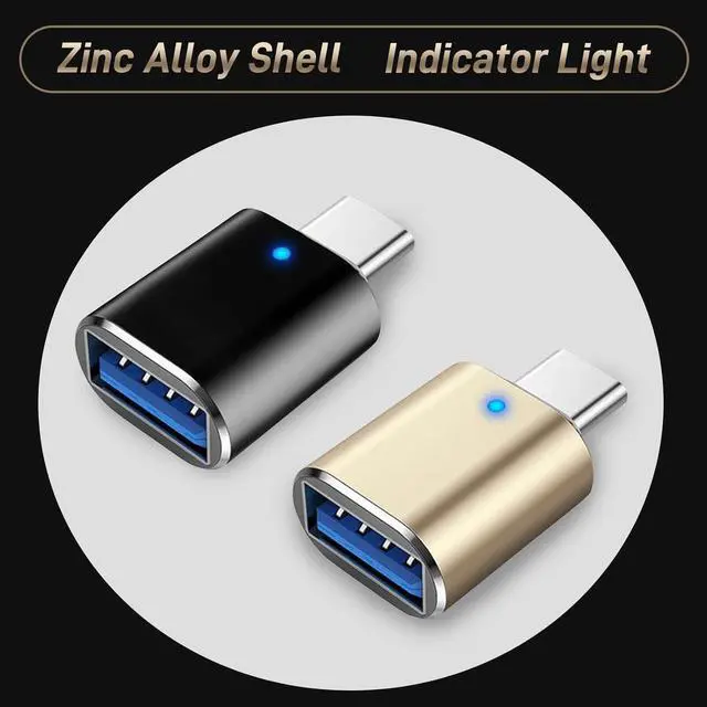 Alt view image 4 of 6 - USB C to USB Adapter 2 Pack Type C Male to USB 3.0 Female Adapter Compatible with MacBook Pro 2019 2018 MacBook Air 2022 2020 2019 2018 Black & Gold