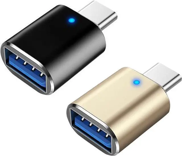 Main image of USB C to USB Adapter 2 Pack Type C Male to USB 3.0 Female Adapter Compatible with MacBook Pro 2019 2018 MacBook Air 2022 2020 2019 2018 Black & Gold