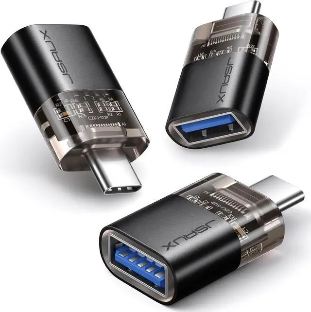 Main image of USB C to USB Adapter [3 Pack] Type C Male to Female 3.0 Compatible With MacBook Pro/Air iPhone 15  Galaxy S24/S23/S22/S21 All USB C Devices-Black