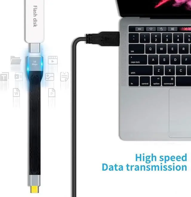 Alt view image 7 of 7 - USB C to USB Adapter USB C Female to USB C Male Adapter 10Gbps USB C Female to USB 3.0 Male Adapter OTG Bidirectional Cable USB C to USB C Adapter Charger Flexible Flat Short Cable for PC TV