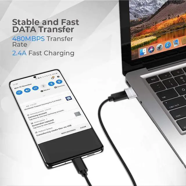 Alt view image 3 of 5 - USB to USB C Adapter [2Pack] iPhone 16 16e 15 Pro Max Charger Adaptor USBC Female to USB A Male Type C OTG Converter for  Watch  Galaxy S25 S24 iWatch 10 9 SE AirPod iPad mini Air
