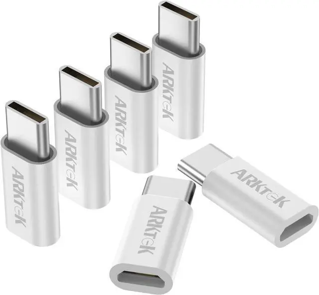 Main image of 6 Pack USB-C Male Micro USB Female Adapter Type C Adapter Fast Data Transfer & Charging Universal Compatible for iPhone 16 15 Pro/16 15 Plus for AirPods 4 Galaxy S24/Note 20 Pixel 9 (White)