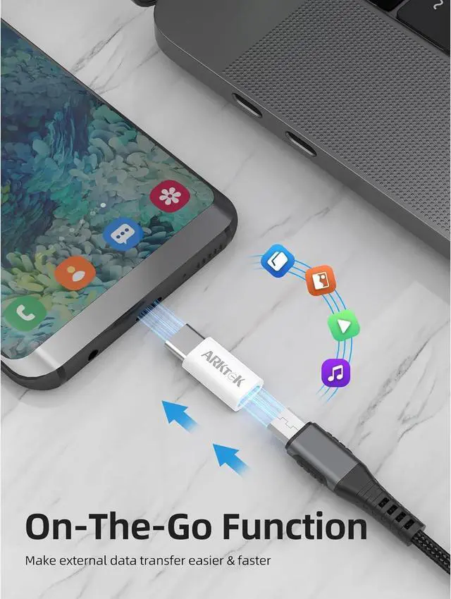 Alt view image 3 of 7 - 6 Pack USB-C Male Micro USB Female Adapter Type C Adapter Fast Data Transfer & Charging Universal Compatible for iPhone 16 15 Pro/16 15 Plus for AirPods 4 Galaxy S24/Note 20 Pixel 9 (White)