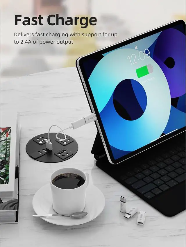 Alt view image 4 of 7 - 6 Pack USB-C Male Micro USB Female Adapter Type C Adapter Fast Data Transfer & Charging Universal Compatible for iPhone 16 15 Pro/16 15 Plus for AirPods 4 Galaxy S24/Note 20 Pixel 9 (White)