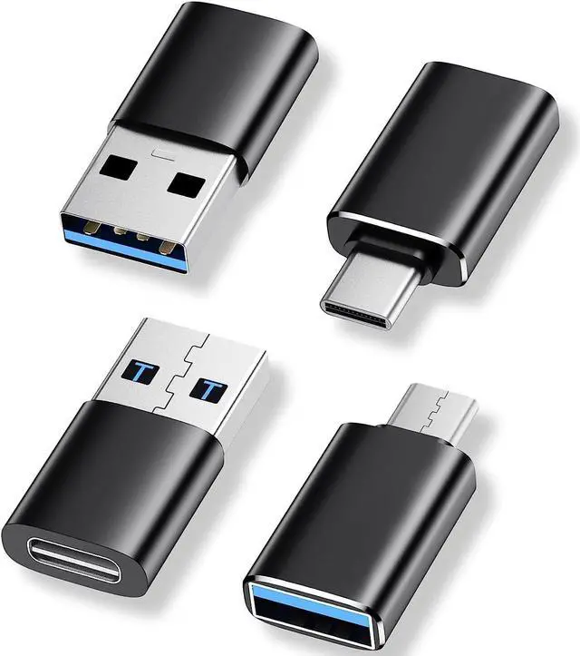 Main image of for USB to USB C Adapter 4 Pack 2*Type C Female to A Male Charger Converter&2*USB C Male to USB Female OTG Adapter for Apple Watch Ultra 8 9 iPhone 15 Pro Max 14 13 12 AirPods - Black