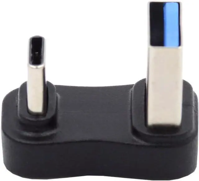 Main image of USB3.0 Type A Male to USB 3.1 Type C Male Data 10Gbps Up Opposite U Shape Back Angled Charge Adapter 90 Degree for Laptop Phone