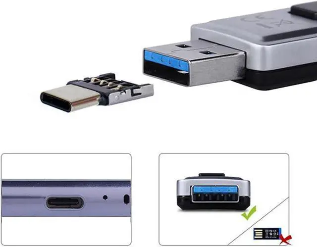 Alt view image 6 of 7 - Xiwai USB 3.0 to Micro SD SDXC TF Card Reader with Micro Type-C USB-C OTG Adapter for Tablet/Cell Phone