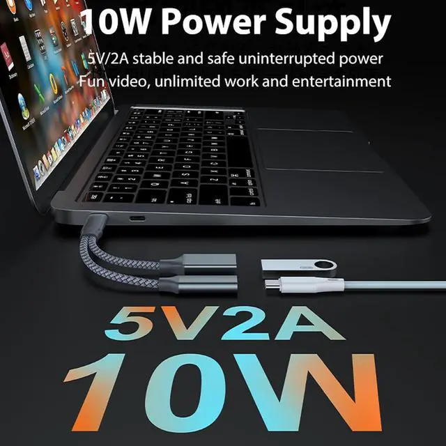 Alt view image 2 of 7 - USB C OTG Phone Adapter USB C 2.0 Charging-Port with 10WPD Adapter Fit for Cellphone Laptop 13cm Black