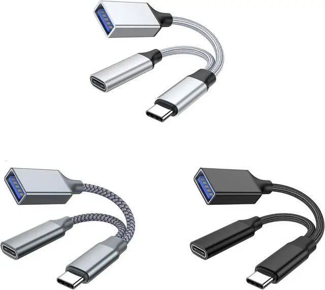Alt view image 3 of 7 - USB C OTG Phone Adapter USB C 2.0 Charging-Port with 10WPD Adapter Fit for Cellphone Laptop 13cm Black