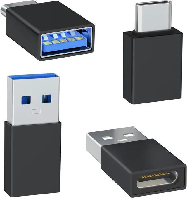 Main image of USB C to USB Adapter 4-Pack [2 Type C Female to A Male Charger Converters] & [2 USB C Male to USB Female] for  Watch Ultra 8 9 iPhone 15 Pro Max 14 13 12 AirPods-Black