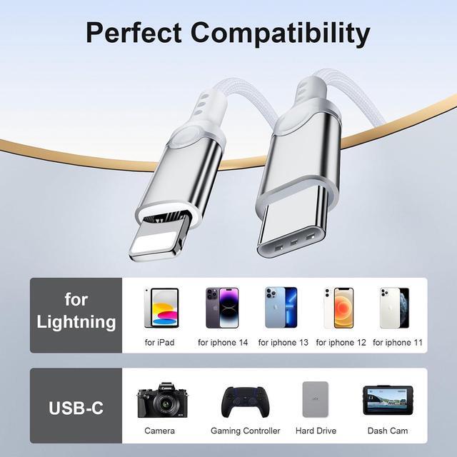 Alt view image 3 of 7 - for Lightning to USB-C OTG Cable for Camera Canon Sony A7 A9 Nikon Fuji and Panasonic. Import Photos Videos for iPhone 14/13/12/11/XR Nylon Braided 3.3ft