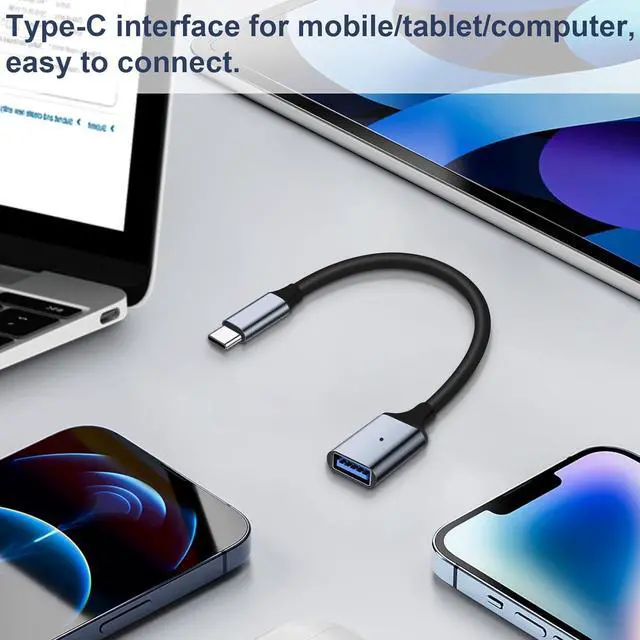 Alt view image 5 of 7 - USB C to USB 3.0 Adapter [2 Pack] Type C Male to USB Female OTG Cable Thunderbolt3 to USB Adapter Compatible for iPhone 16 Pro Max/16 Plus/16/15 iPad MacBook Pro/Air  Galaxy S24/S23/S22/S21