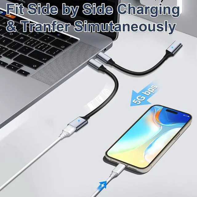 Alt view image 4 of 7 - USB C to USB 3.0 Adapter [2 Pack] Type C Male to USB Female OTG Cable Thunderbolt3 to USB Adapter Compatible for iPhone 16 Pro Max/16 Plus/16/15 iPad MacBook Pro/Air  Galaxy S24/S23/S22/S21