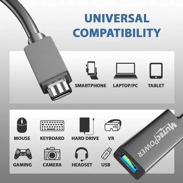 Alt view image 3 of 5 - 16ft USB C to USB A adapter cable OTG USB 3.0 type C male to Active USB type A female With extension chipset signal repeater - 16 Foot 5m - compatible with Macbook   Galaxy