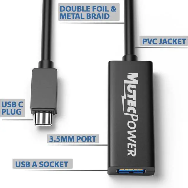 Alt view image 4 of 5 - 16ft USB C to USB A adapter cable OTG USB 3.0 type C male to Active USB type A female With extension chipset signal repeater - 16 Foot 5m - compatible with Macbook   Galaxy