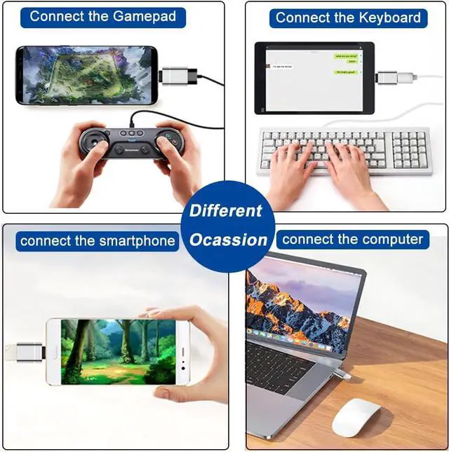 Alt view image 3 of 7 - USB C to USB 3.0 Adapter Type C to USB 3.0 Adapter USB C to USB OTG Adapter Compatible with iPhone 15 Pro/Max iPad pro MacBook Pro Air Google Pixel  Galaxy S24/S23/S22/S21-3 Pack