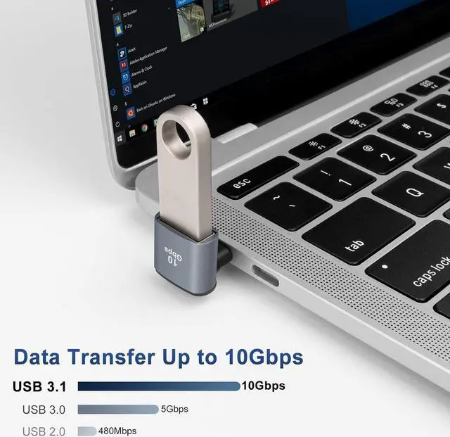 Alt view image 3 of 7 - 90 Degree USB C to USB 3.1 OTG Adapter (2 Pack) Right Angled USBC Type C Male to USB Female Adapter 10G Data Transfer for Smartphone Tablet Laptop