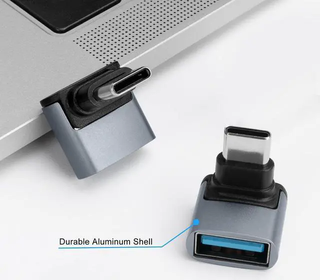 Alt view image 5 of 7 - 90 Degree USB C to USB 3.1 OTG Adapter (2 Pack) Right Angled USBC Type C Male to USB Female Adapter 10G Data Transfer for Smartphone Tablet Laptop