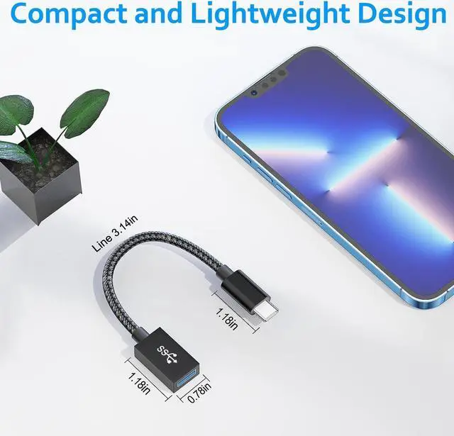 Alt view image 3 of 7 - USB C to USB Adapter 1 Pack USB C to A Male to Female Adapter Compatible with iPhone 15 Pro/Max MacBook Pro/Air Galaxy S20 and More iMac S23 XPS 17