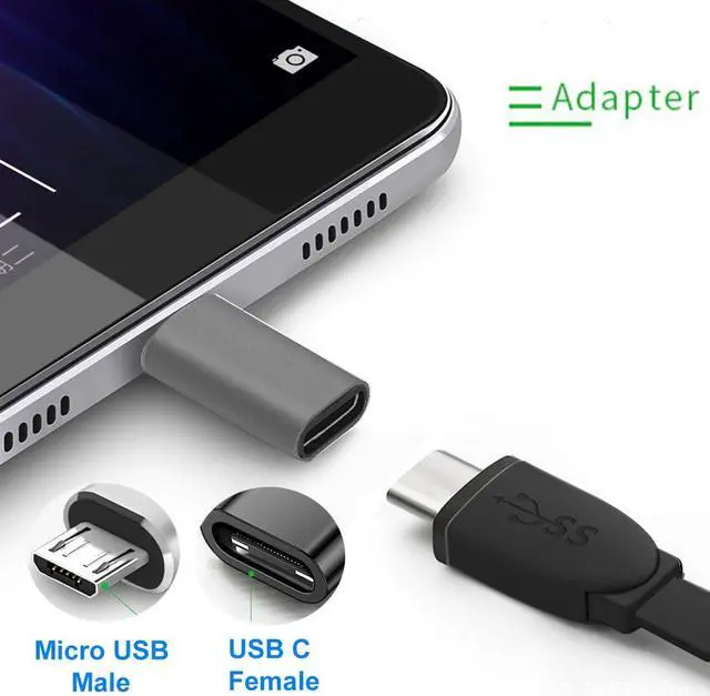 Alt view image 2 of 7 - USB C to Micro USB Adapter USB Type C Female to Micro USB Male Adapter Compatible with  Galaxy S7/S6/S5/S4/S3 Note 5/4/3 Android Phones Tablets and Other microUSB Devices (Grey)