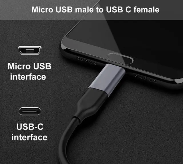 Alt view image 6 of 7 - USB C to Micro USB Adapter USB Type C Female to Micro USB Male Adapter Compatible with  Galaxy S7/S6/S5/S4/S3 Note 5/4/3 Android Phones Tablets and Other microUSB Devices (Grey)