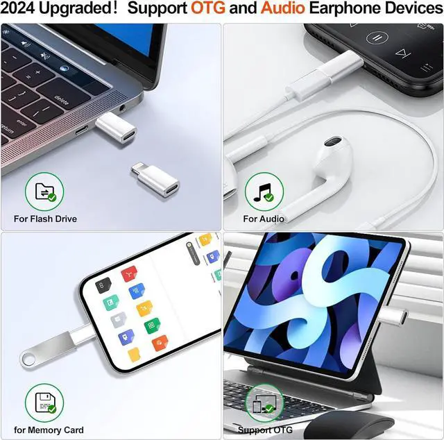 Alt view image 2 of 6 - ?????????? ???????????????? USB C to Lightning Adapter Support Audio/OTG Fast Charging&Data Transfer for iPhone 14 13 12 Pro Max/iPad Air/Airpods Nintendo Switch Headphones iOS iPhone 14 Accessories