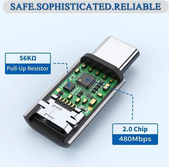 Alt view image 7 of 7 - USB C to Micro USB Female Adapter (2 Pack) USB Type C Adapter Converter Android Cable Connector Bling OTG Adapter Support Charge & Sync