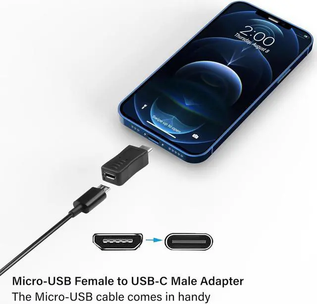 Alt view image 3 of 7 - Micro USB to USB C Adapter Micro-USB Female to Type-C Male Connection Converter Support Charging and Data Transfer Suitable for Mobile Phone Camera Laptop Car Recorder 5Pcs
