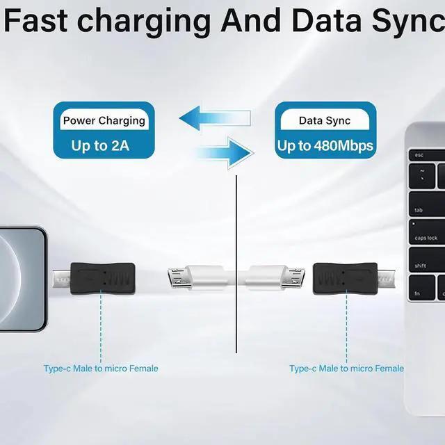 Alt view image 5 of 7 - Micro USB to USB C Adapter Micro-USB Female to Type-C Male Connection Converter Support Charging and Data Transfer Suitable for Mobile Phone Camera Laptop Car Recorder 5Pcs