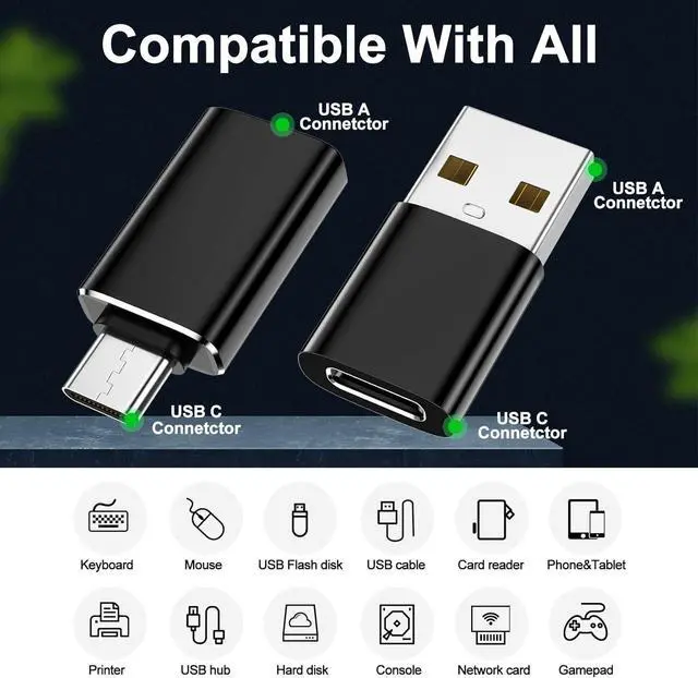 Alt view image 2 of 6 - 4 Pack USB to USB C Adapter & USB C to USB Adapter [2*Type C Female to A Male Charger]&[2*USB C Male to USB 3.0 Female] OTG Converter Rack Adapters for iPhone 15 14 13 Apple Watch Ultra 9 Samsung S24