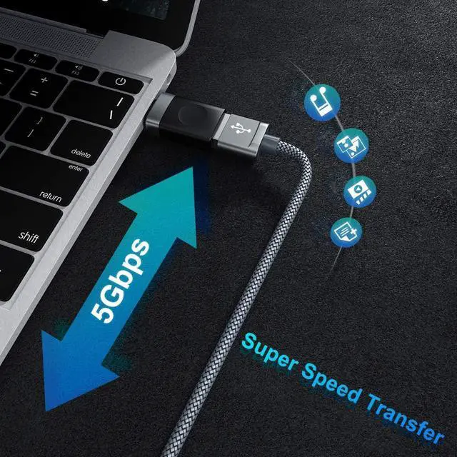 Alt view image 2 of 7 - USB C Male to USB 3.0 Female Adapter 3Pack USBC to USB Adapter MacBook Pro Air Thunderbolt 4 to USB A OTG Converter for Flash Thumb Drive iPad Microsoft Surface Go Mouse Apple iPhone 16 15