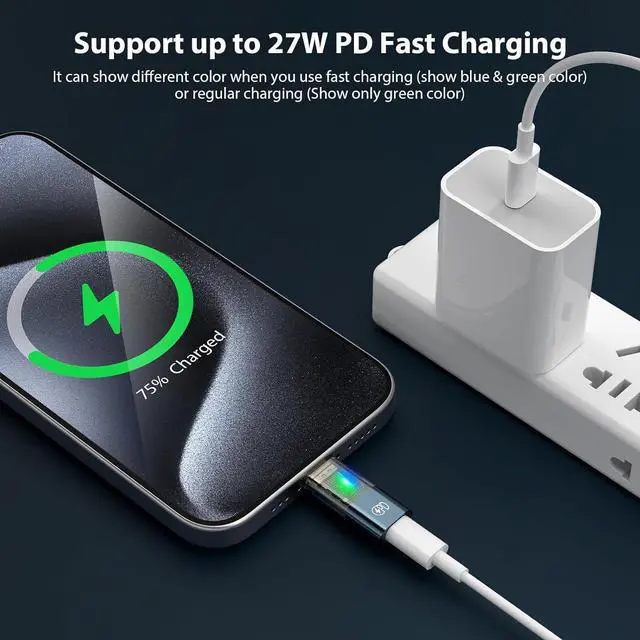 Alt view image 4 of 7 - USB C to Lightning Adapter for iPhone 16 Pro Max Lightning Female to USB-C Male Adapter Type C to Lightning Connector for iPhone 16 15 Pro PD Fast Charging Data Transfer Not for Audio/OTG