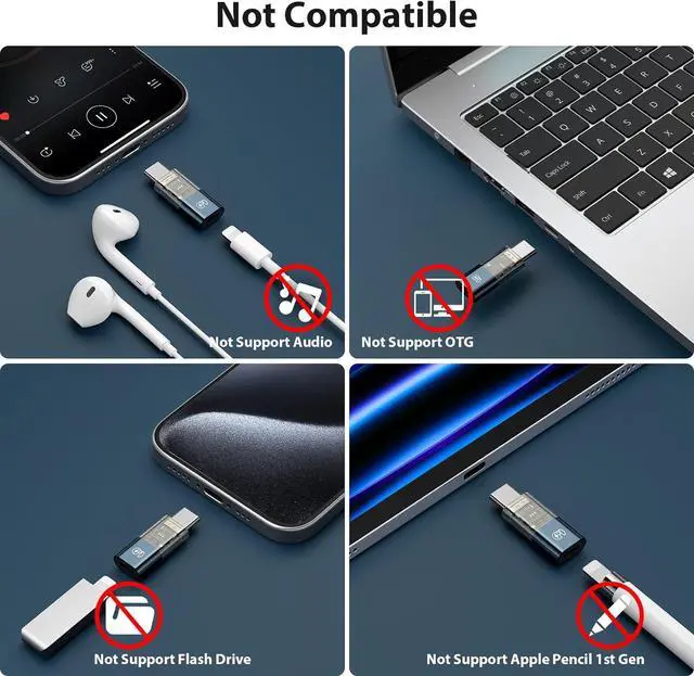 Alt view image 2 of 7 - USB C to Lightning Adapter for iPhone 16 Pro Max Lightning Female to USB-C Male Adapter Type C to Lightning Connector for iPhone 16 15 Pro PD Fast Charging Data Transfer Not for Audio/OTG