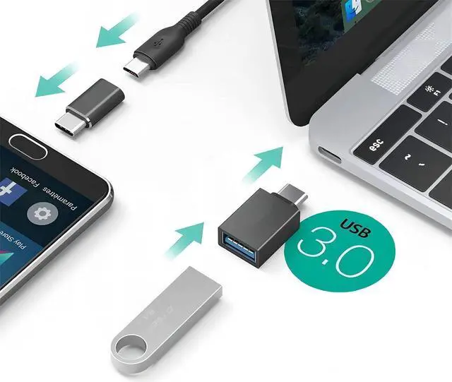 Alt view image 3 of 7 - USB C Adapter Type C Adapter FUDIGO 6-Pack High-Speed USB Type C to USB 3.0 Adapter Converter for MacBook ChromeBook Pixel Nexus 5X Samsung Galaxy More(Black)