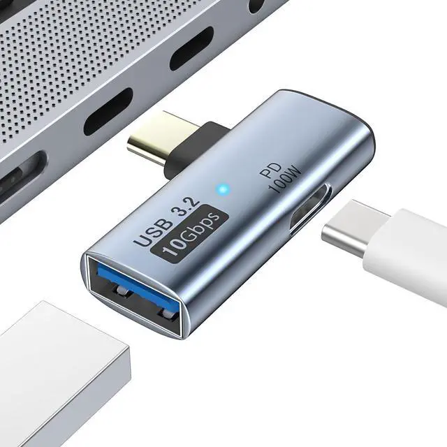 Main image of 2 in 1 USB C to USB 3.2 Adapter with Type-C Charging Port USB C Male to USB Female Adapter OTG Converter for ROG Ally Steam Deck Quest 2 iPhone 15 Series iPad MacBook Type C Devices Gray